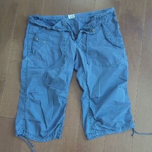 Free People Blue Long Shorts Relaxed Fit Low Rise SZ 8